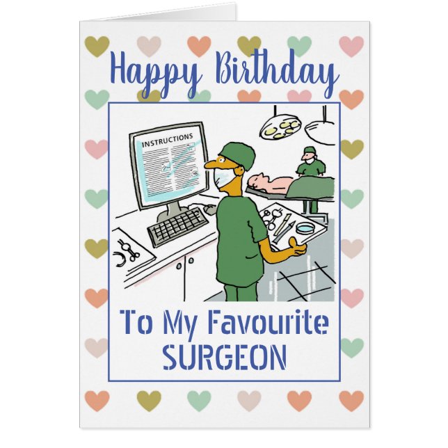 Happy Birthday to an Asian Surgeon Cards (Front)