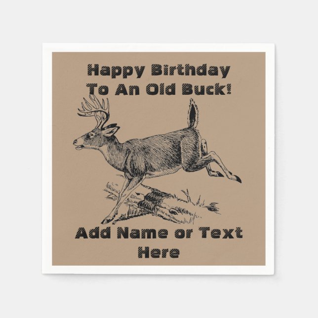 Happy Birthday To An Old Buck Napkins (Front)