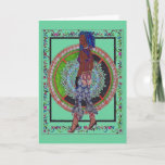 Happy Birthday to Awesome Woman - Steampunk Card<br><div class="desc">A steampunk woman with blue hair against a snowflake like background inside a giant gear. Floral border.</div>