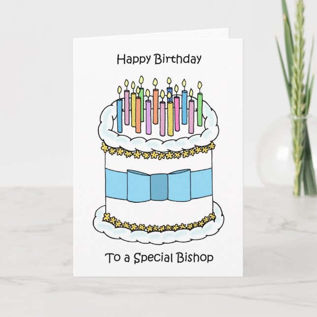 Happy Birthday to Bishop Cake and Candles Card (Front)