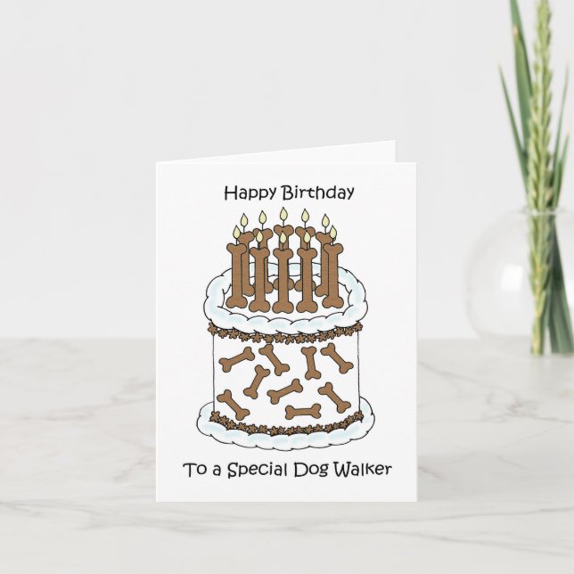 Happy Birthday to Dog Walker Card (Front)