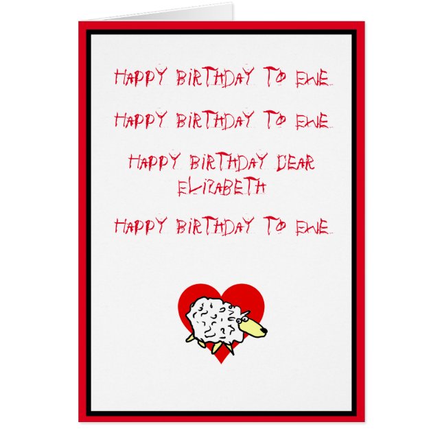 Happy Birthday to Ewe... Cards (Front)
