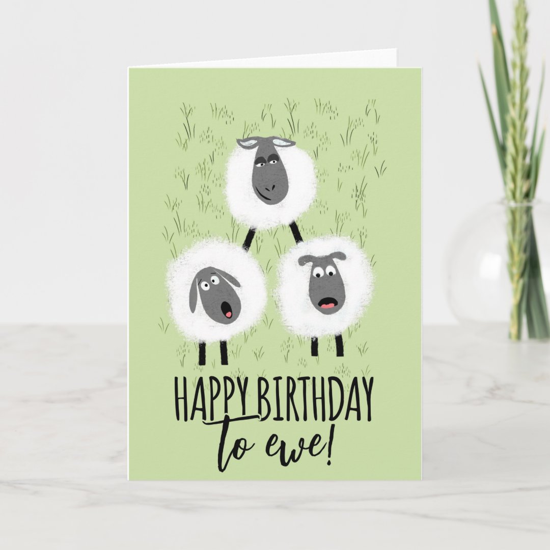 happy birthday to ewe sheep farmer card | Zazzle