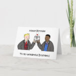 Happy Birthday to Gay Boyfriend Card<br><div class="desc">Two cartooon men in formal suits and funky waistcoats,  toasting each other with glasses of fizz. The words 'Happy Birthday to my Boyfriend' accompany the image.</div>