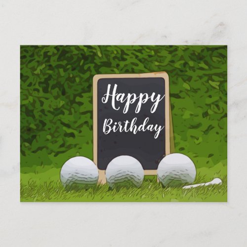 Happy Birthday to golfer with golf ball on green Postcard