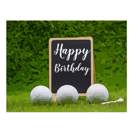 Happy Birthday to golfer with golf ball on green Postcard | Zazzle.com