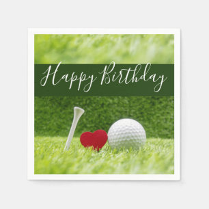 Happy Birthday to golfer with love and golf ball Napkins