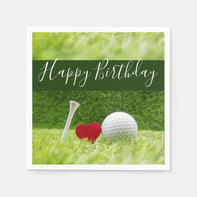 Happy Birthday to golfer with love and golf ball Napkins (Front)