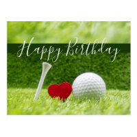 Happy Birthday to golfer with love and golf ball Postcard