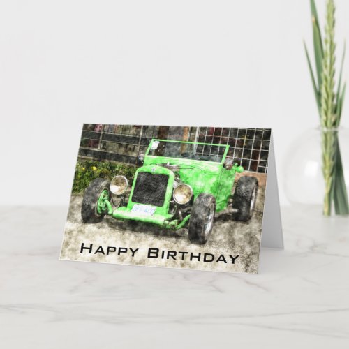 Happy Birthday to Man Classic Car Card