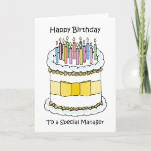 Happy Birthday to Manager Cake and Candles Card