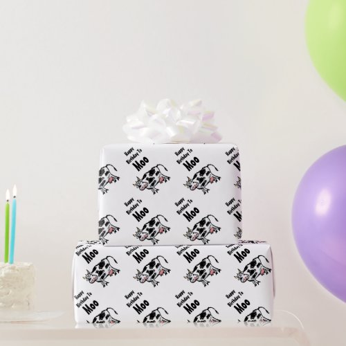 Happy Birthday To Moo Cow Wrapping Paper