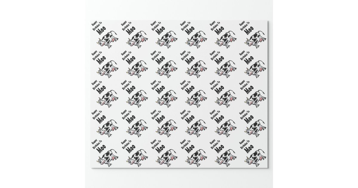Happy Birthday To Moo Cow Wrapping Paper | Zazzle