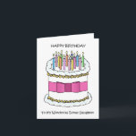 Happy Birthday to My Bonus Daughter Card<br><div class="desc">A cartoon of a birthday cake covered in lit candles and accompanied by the words 'Happy Birthday to my wonderful bonus daughter'.</div>
