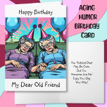 Happy Birthday to my Dear Old Friend Card<br><div class="desc">Cute elderly ladies sound asleep on the couch worn out. Funny over the hill again humor birthday card.</div>