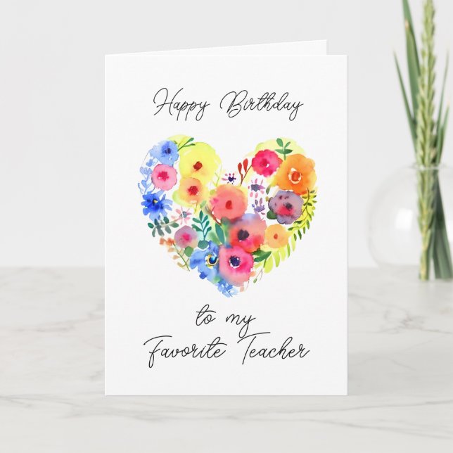 Happy Birthday to my Favorite Teacher Card (Front)