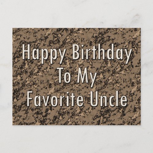 Happy Birthday To My Favorite Uncle Postcard