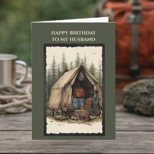 Happy Birthday to my Husband Card Rustic Camping