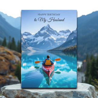 Happy Birthday to my Husband | Kayak Mountains Card