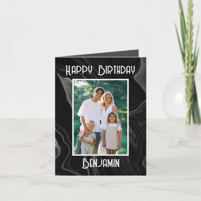 Happy birthday to my husband photo card marble  (Front)