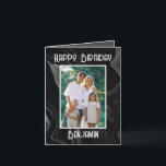 Happy birthday to my husband photo card marble<br><div class="desc">Happy birthday to my husband photo card This elegant card is a great way to show love. Wish your husband a happy birthday with this one of a kind greeting card. The front features a grayish marble black background with "Happy birthday" written with his photo centered. You can easily upload...</div>