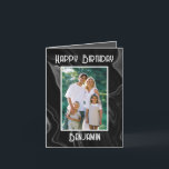Happy birthday to my husband photo card marble<br><div class="desc">Happy birthday to my husband photo card This elegant card is a great way to show love. Wish your husband a happy birthday with this one of a kind greeting card. The front features a grayish marble black background with "Happy birthday" written with his photo centered. You can easily upload...</div>