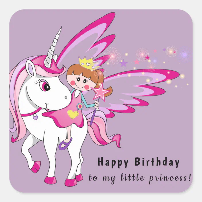 Happy Birthday My Little Princess Happy Birthday To My Little Princess Square Sticker | Zazzle.com