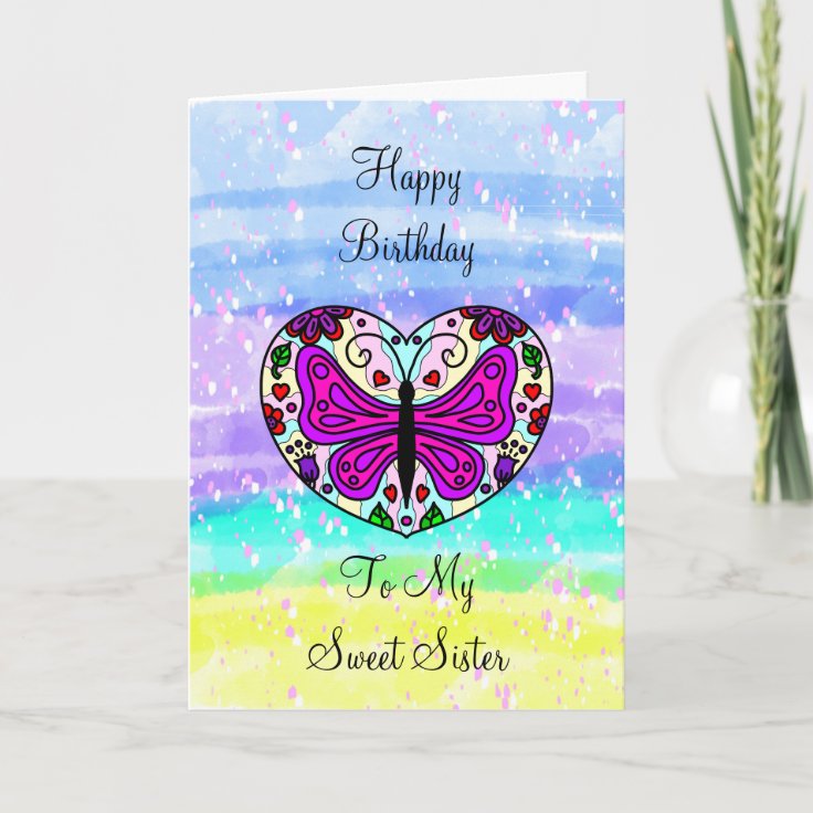 Happy Birthday To My Sister | Coloring Page Card | Zazzle