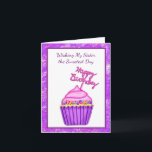 Happy Birthday to my Sweet Sister Card<br><div class="desc">Pretty watercolor pink and purple cupcake with sprinkles sister's birthday card.</div>