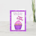 Happy Birthday to my Sweet Sister Card<br><div class="desc">Pretty watercolor pink and purple cupcake with sprinkles sister's birthday card.</div>