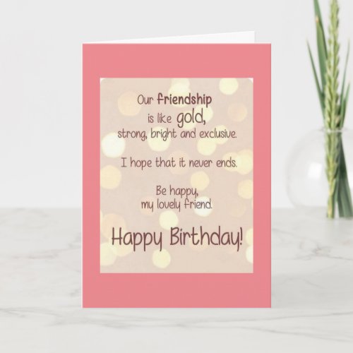 HAPPY BIRTHDAY TO MY VERY BEST FRIEND CARD