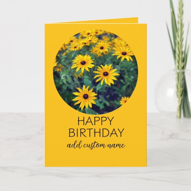 Happy Birthday to personalize bright yellow flower Card (Front)