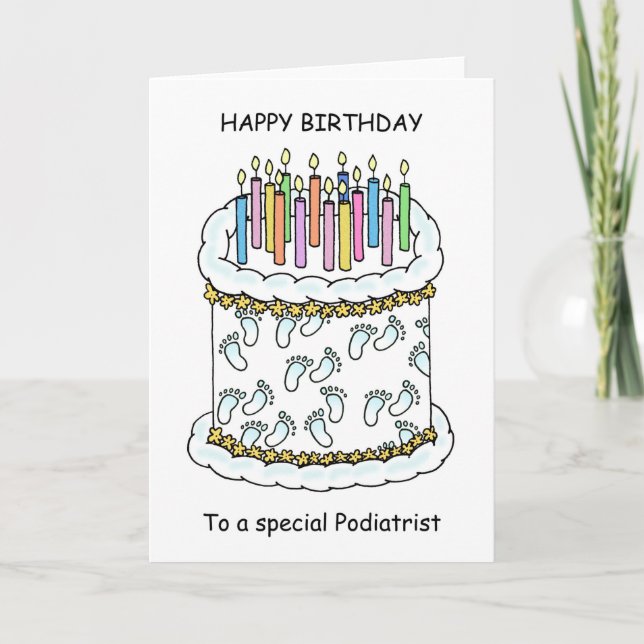 Happy Birthday to Podiatrist Cake and Candles Card (Front)