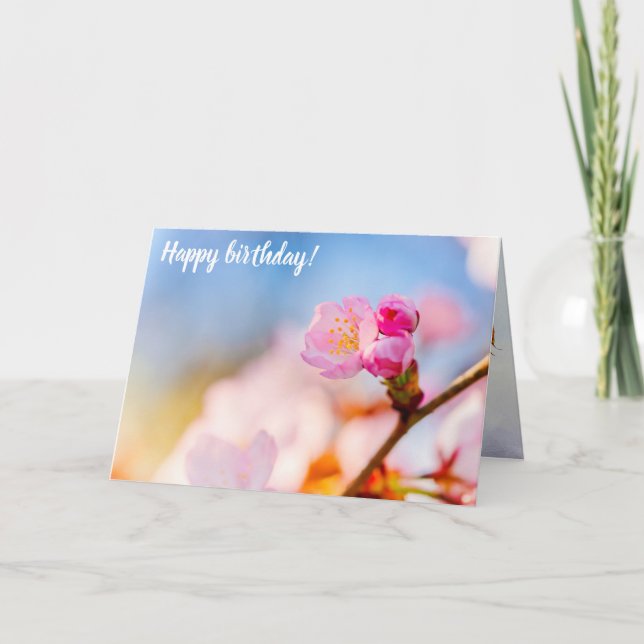 Happy Birthday To Sakura Cherry Blossoms In Spring Card (Front)