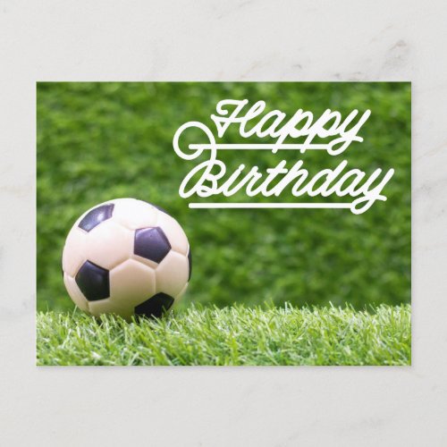 Happy Birthday to Soccer with ball on green  Card