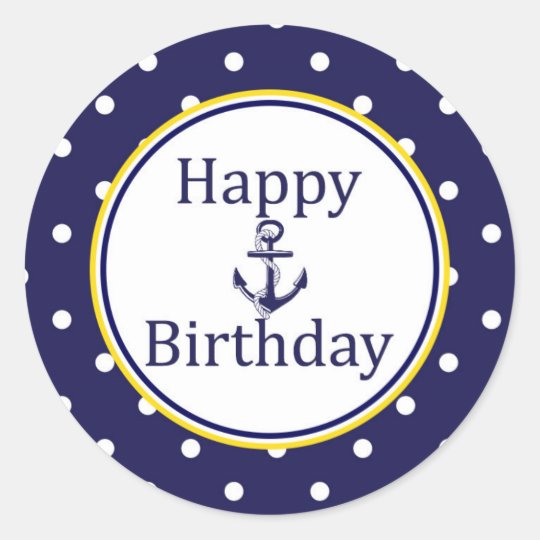 Happy Birthday to sticker - Nautical Yellow - Navy | Zazzle.com