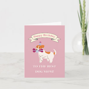 Happy Birthday to the Best Dog Mom! Smiling Dog Letterpress Thank You Card