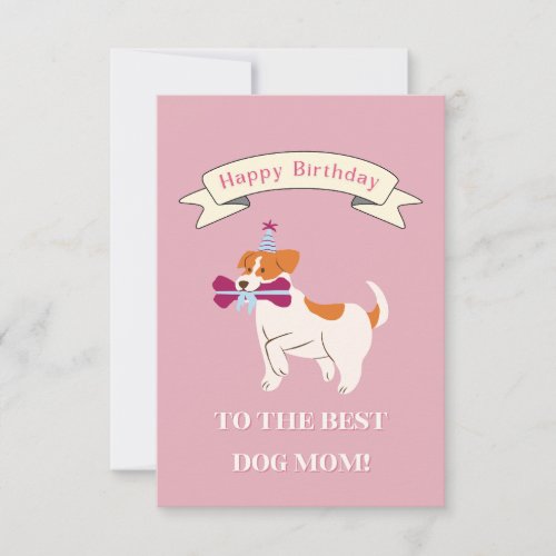 Happy Birthday to the Best Dog Mom Smiling Dog Thank You Card