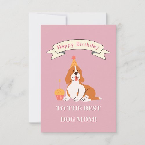 Happy Birthday to the Best Dog Mom Smiling Dog  Thank You Card