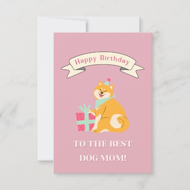 Happy Birthday to the Best Dog Mom! Smiling Shiba  Thank You Card (Front)