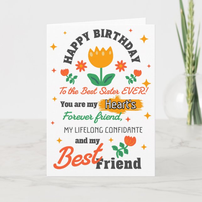 Happy Birthday to the best Sister ever card (Front)