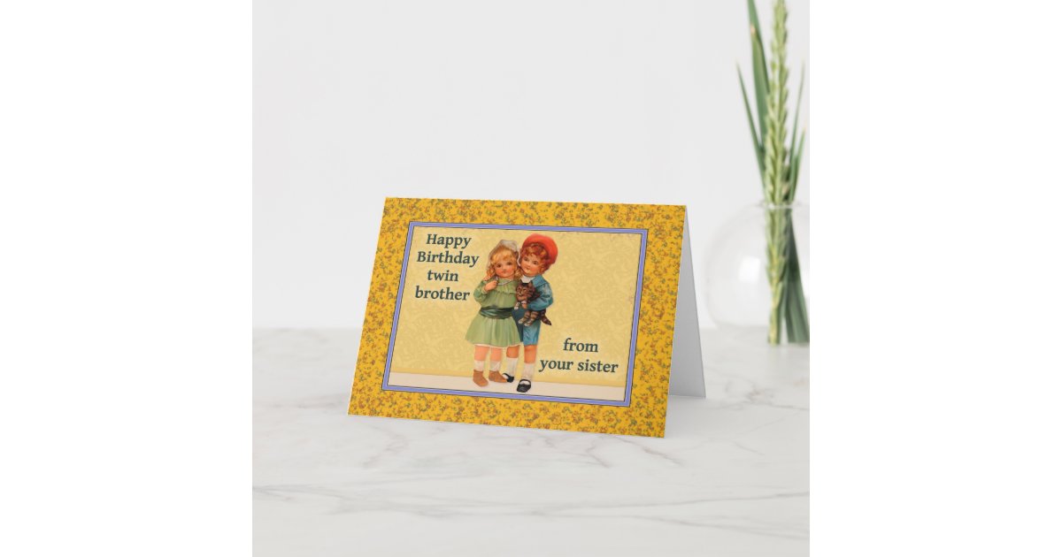 Happy Birthday To Twin Brother From Twin Sister Card Zazzle Com