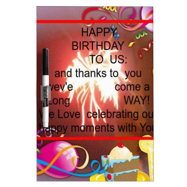 Happy Birthday to Us Art Print Dry Erase Board (Front)