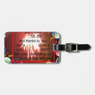 Happy Birthday to Us Art Print Luggage Tag