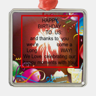 Happy Birthday to Us Art Print Metal Ornament