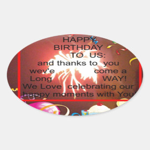 Happy Birthday to Us Art Print Oval Sticker