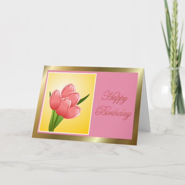 Happy Birthday to wife from husband with flowers Card (Front)