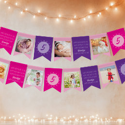 Happy Birthday to You Any Age Photo Pink Purple Bunting Flags