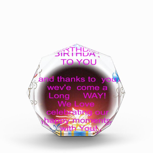 Happy Birthday to You Art Print Acrylic Award (Front)
