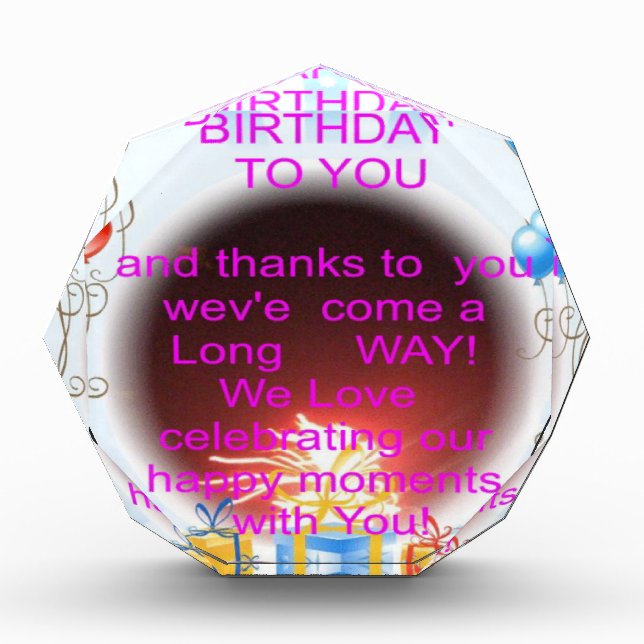 Happy Birthday to You Art Print Acrylic Award (Front)